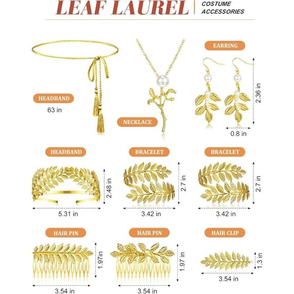 Greek Goddess Costume Accessories Set Jewelry Crown Belts for Women Bridal main image 6